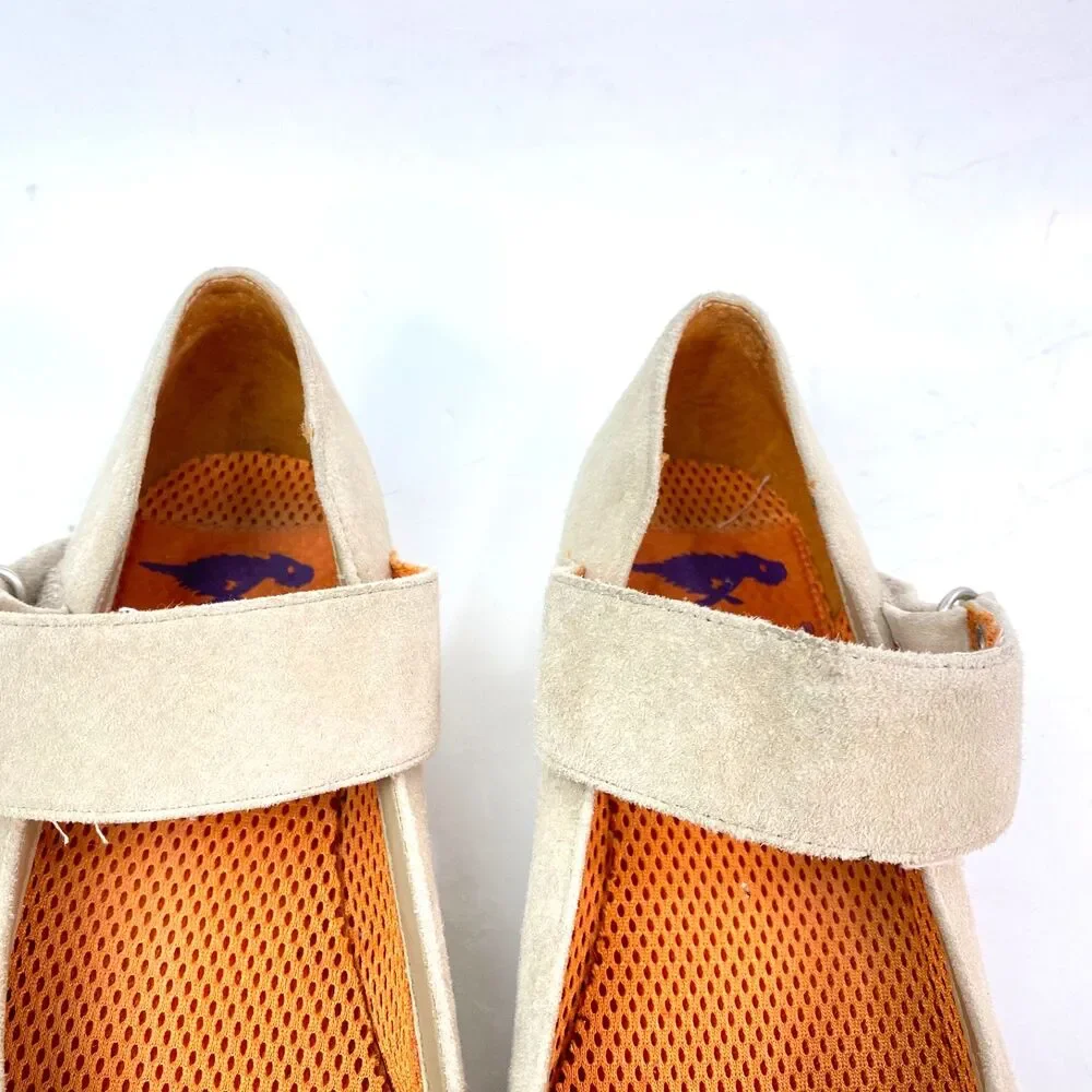 Rocket Dog Leather Nubuck Neutral Beige Loafer Flats Straps Pointed Toe Career